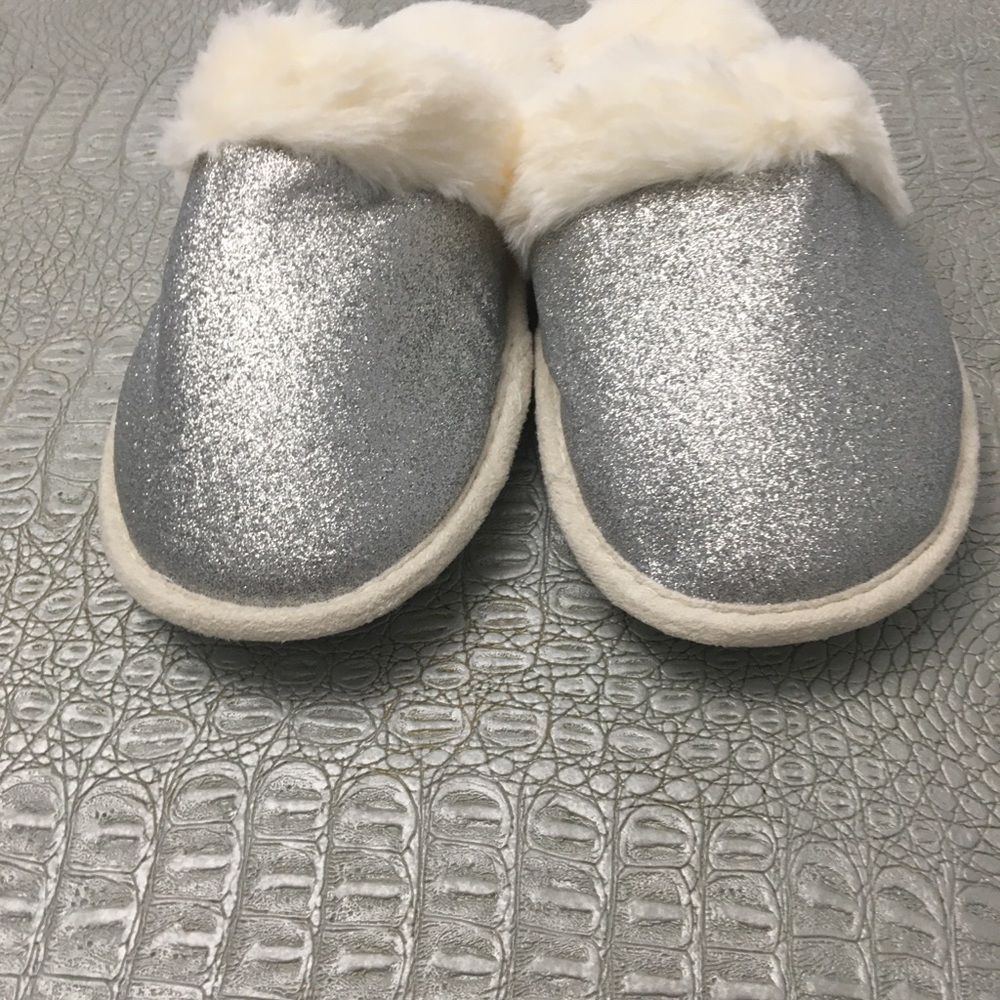 Womans silver sparkle slippers